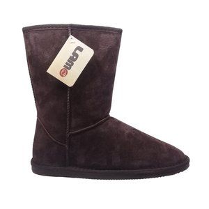 New Lamo Lady's Classic 9" Chocolate Suede Upper Faux Fur Lining Boots Size 12